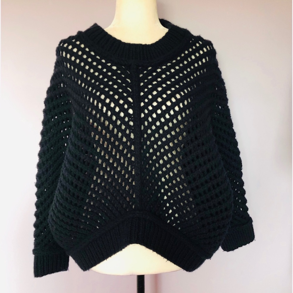 Margaret O’Leary navy open knit lambs wool sweater